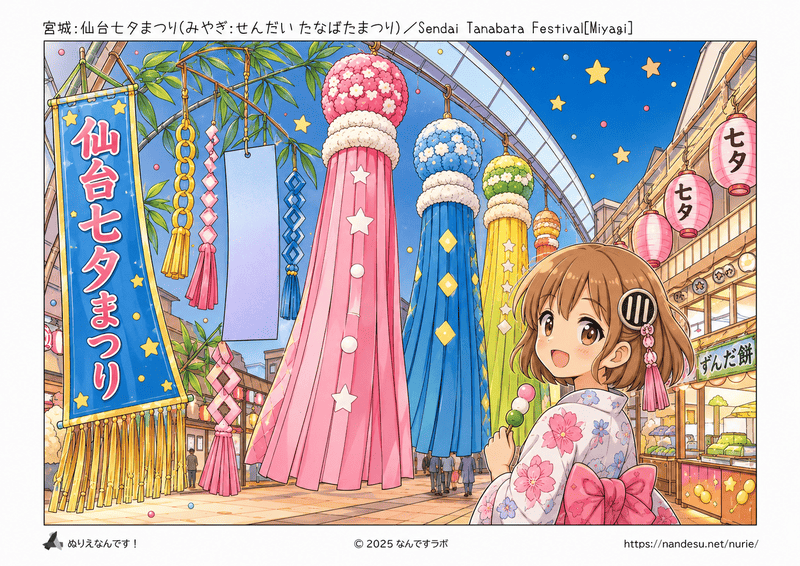 仙台七夕まつり（イラストレーター／デジタル彩色）